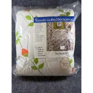 Vintage Christian Dior Wamsutta The Dior Rose Twin Quilted Bedspread USA *read